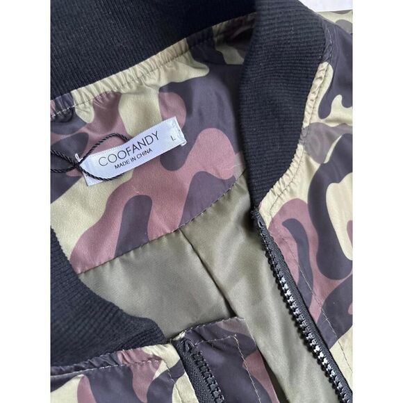 Coofandy Men’s Camo Windbreaker Zip Up Jacket Large L Inside Pocket - Picture 3 of 7
